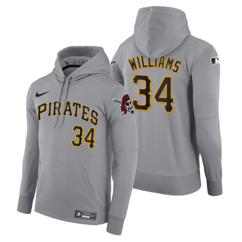 Men Pittsburgh Pirates 34 Williams gray road hoodie 2021 MLB Nike Jerseys